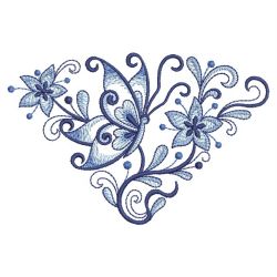 Blue Jacobean Buttefly Corners 09(Md) machine embroidery designs