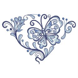 Blue Jacobean Buttefly Corners 10(Lg) machine embroidery designs
