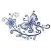 Blue Jacobean Floral Butterfly(Lg)