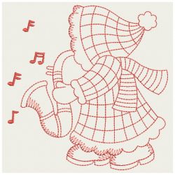 Redwork Christmas Sunbonnets 03(Md) machine embroidery designs