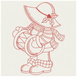 Redwork Christmas Sunbonnets 08(Md) machine embroidery designs
