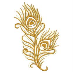 Golden Peacock Feathers 10(Lg) machine embroidery designs