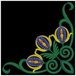 Elegant Folk Flower Corners 03(Lg) machine embroidery designs