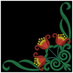 Elegant Folk Flower Corners 05(Lg) machine embroidery designs
