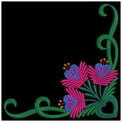 Elegant Folk Flower Corners 10(Lg) machine embroidery designs