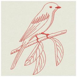Redwork Long Tailed Minivet 02(Md) machine embroidery designs