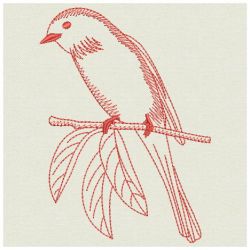 Redwork Long Tailed Minivet 03(Sm) machine embroidery designs