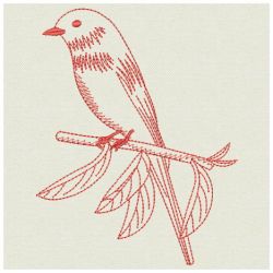 Redwork Long Tailed Minivet 04(Md) machine embroidery designs