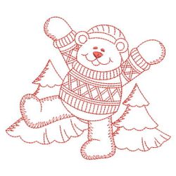 Redwork Winter Bears 02(Md) machine embroidery designs