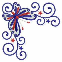 Patriotic Butterfly Corners 02(Md) machine embroidery designs