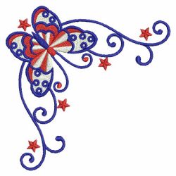 Patriotic Butterfly Corners 03(Lg) machine embroidery designs