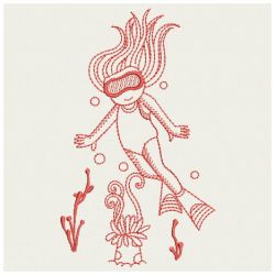 Redwork Ocean Divers 2 01(Md) machine embroidery designs