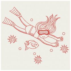 Redwork Ocean Divers 2 03(Md) machine embroidery designs