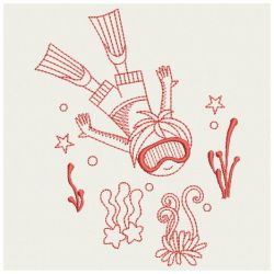 Redwork Ocean Divers 2 04(Sm) machine embroidery designs