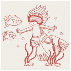 Redwork Ocean Divers 2 05(Md) machine embroidery designs