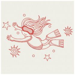 Redwork Ocean Divers 2 07(Md) machine embroidery designs