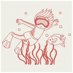 Redwork Ocean Divers 2 08(Md) machine embroidery designs