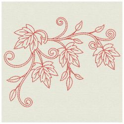 Redwork Heirloom Autumn Leaves 02(Lg)