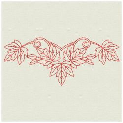 Redwork Heirloom Autumn Leaves 04(Lg)