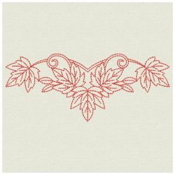 Redwork Heirloom Autumn Leaves 04(Lg)