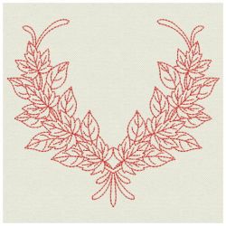 Redwork Heirloom Autumn Leaves 06(Lg)