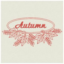 Redwork Heirloom Autumn Leaves 08(Lg)