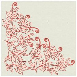 Redwork Heirloom Autumn Leaves 09(Lg)