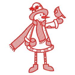 Redwork Stick Snowman 01(Lg) machine embroidery designs