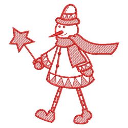 Redwork Stick Snowman 03(Md) machine embroidery designs