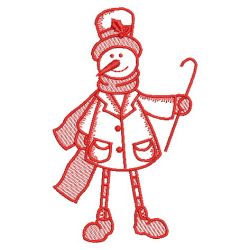 Redwork Stick Snowman 09(Lg)