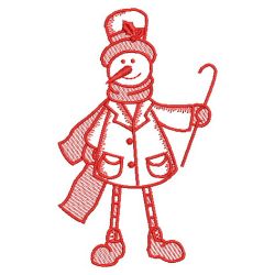 Redwork Stick Snowman 09(Sm) machine embroidery designs