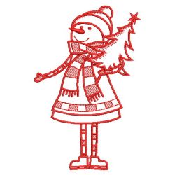 Redwork Stick Snowman 2 03(Md) machine embroidery designs