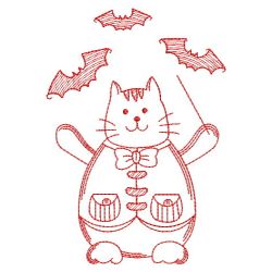 Redwork Halloween Kitty(Md) machine embroidery designs