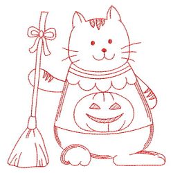 Redwork Halloween Kitty 02(Lg)