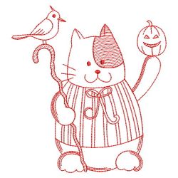 Redwork Halloween Kitty 04(Lg) machine embroidery designs