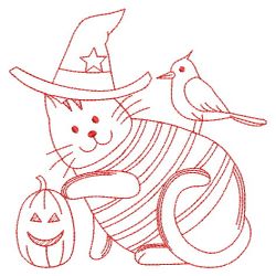 Redwork Halloween Kitty 06(Md) machine embroidery designs
