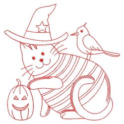 Redwork Halloween Kitty 06(Lg)