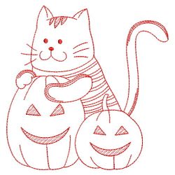 Redwork Halloween Kitty 09(Lg)