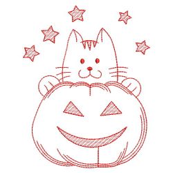 Redwork Halloween Kitty 10(Lg)