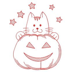 Redwork Halloween Kitty 10(Md) machine embroidery designs