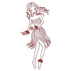 Redwork Hula Dancers 07(Md) machine embroidery designs