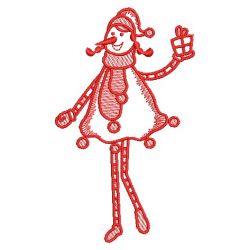 Redwork Stick Snowman 3 02(Md) machine embroidery designs