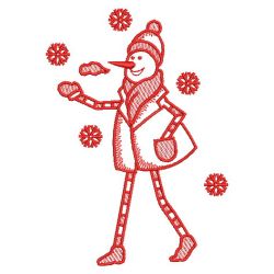 Redwork Stick Snowman 3 05(Sm) machine embroidery designs