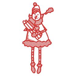 Redwork Stick Snowman 3 07(Md) machine embroidery designs