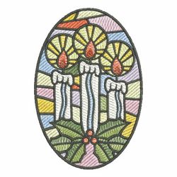 Stained Glass Christmas Candles 03 machine embroidery designs