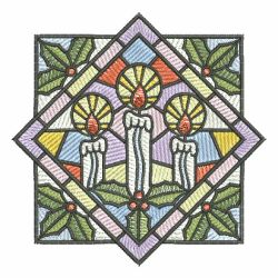 Stained Glass Christmas Candles 06 machine embroidery designs