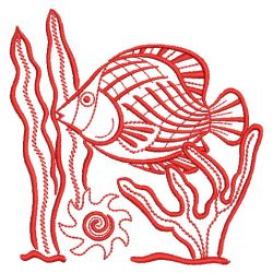 Redwork Tropical Fish 02(Lg) machine embroidery designs