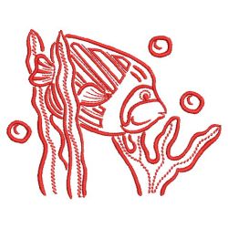 Redwork Tropical Fish 05(Lg) machine embroidery designs