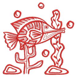 Redwork Tropical Fish 06(Lg) machine embroidery designs