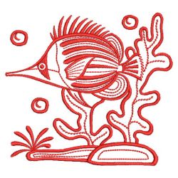 Redwork Tropical Fish 07(Lg) machine embroidery designs